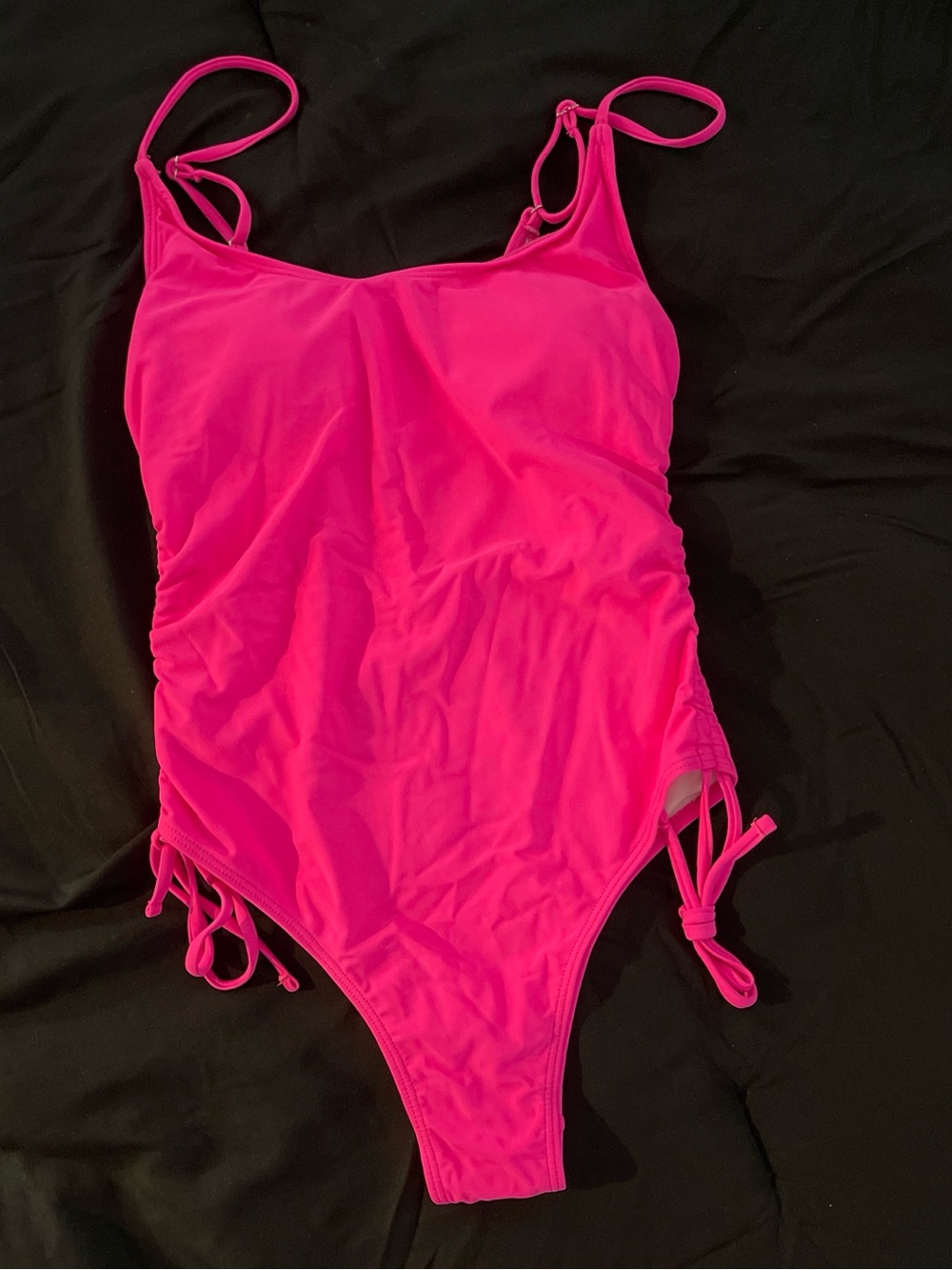 Fashion Nova Hot Pink One-Piece Swimsuit with Tie-Side Detail